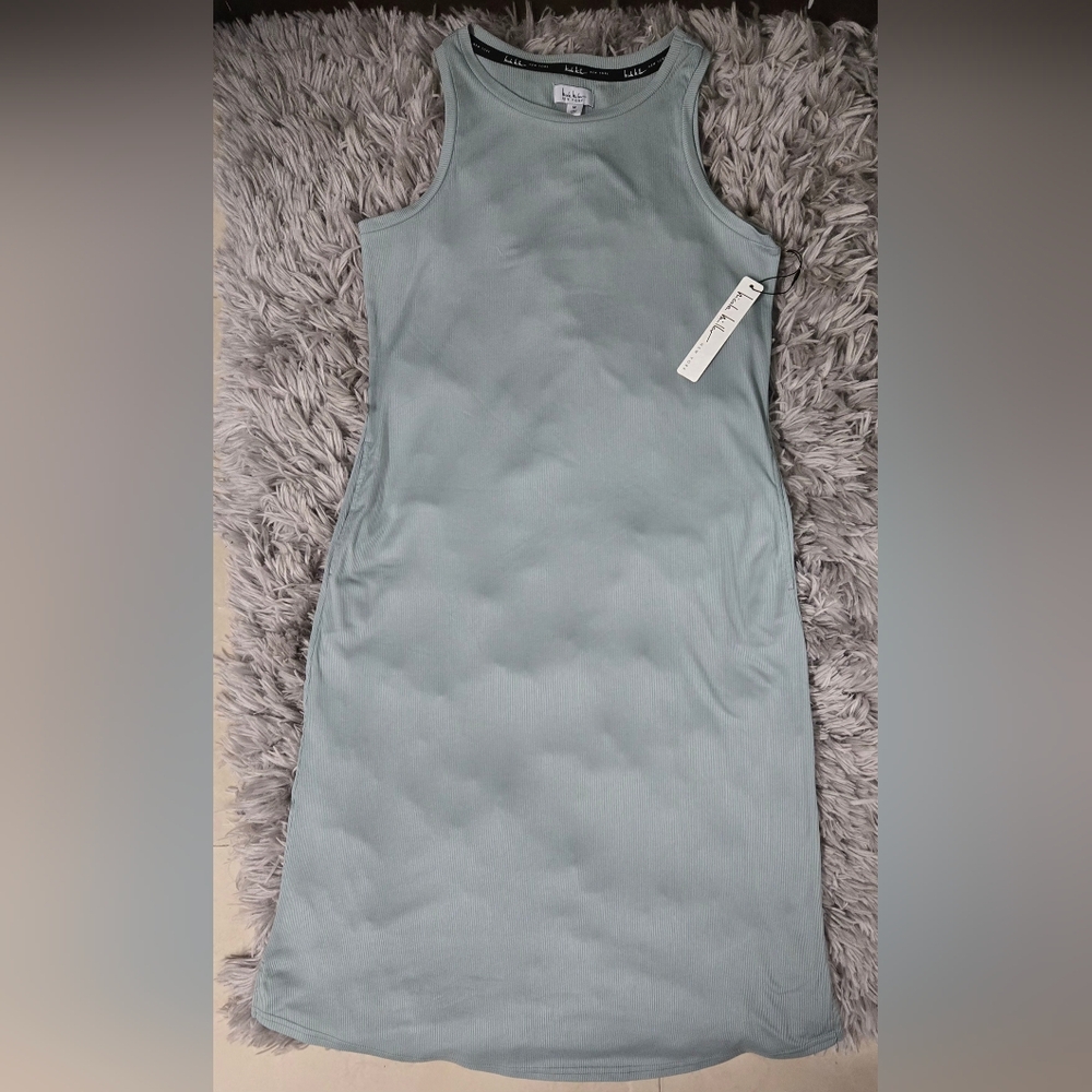 NICOLE MILLER NEW YORK Maxy Summer Dress Sleeveless Size M Color Mineral Water